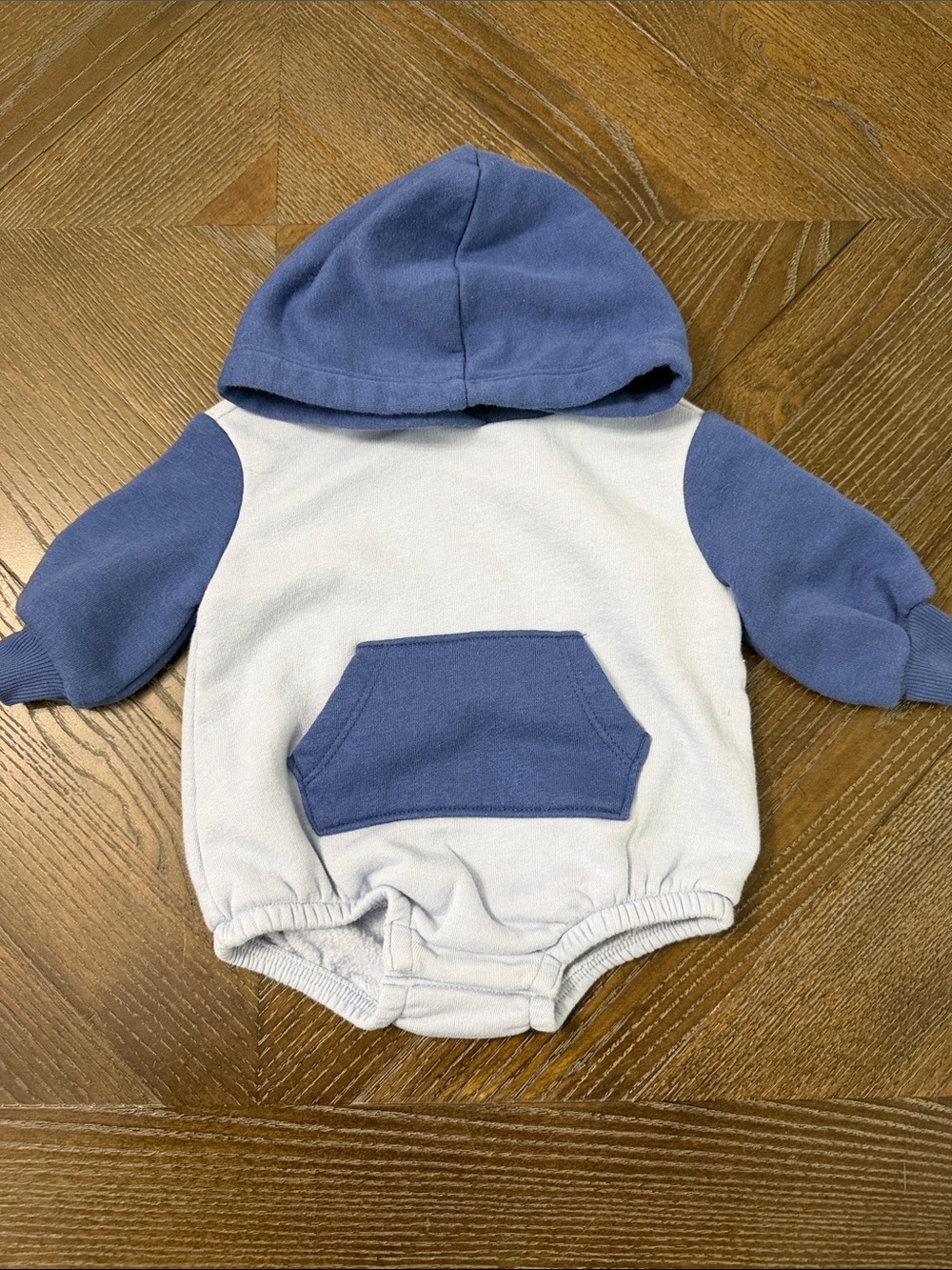 Old Navy Blue & Light Blue Hooded Baby Romper